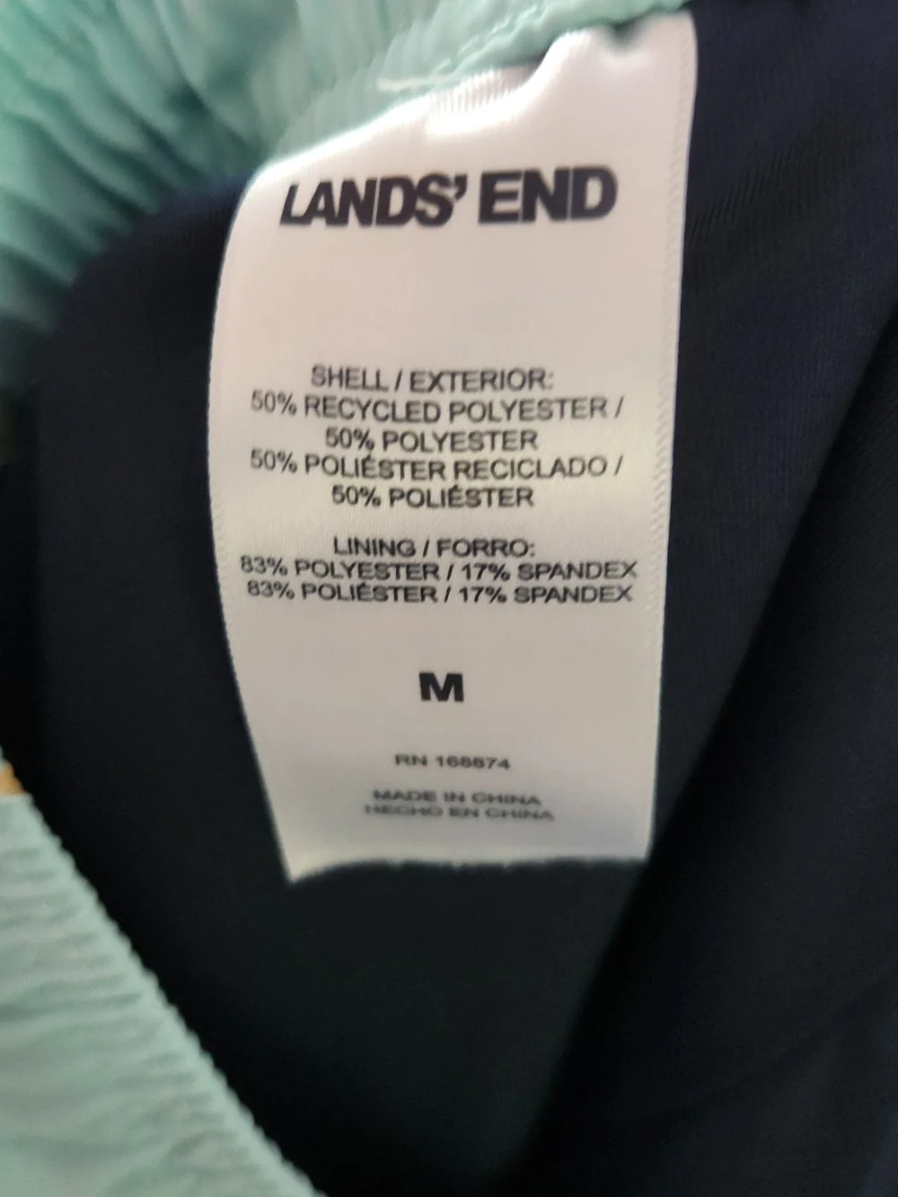 Mens Lands' End Seafiam Beach Chair Print Swim Trunks